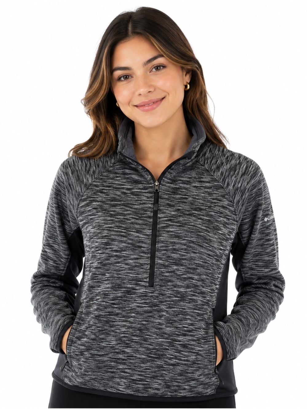 Columbia Optic Got It II 1/2 Zip Pullover Sweater Womens Sz Large Gray Mock Neck